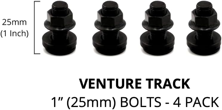 VanEssential L-Track Single Stud Bolt M10 x 1.0 Thread (Metric) 25mm / 1 inch Venture Track Accessory Black - 4 pcs - Image 3